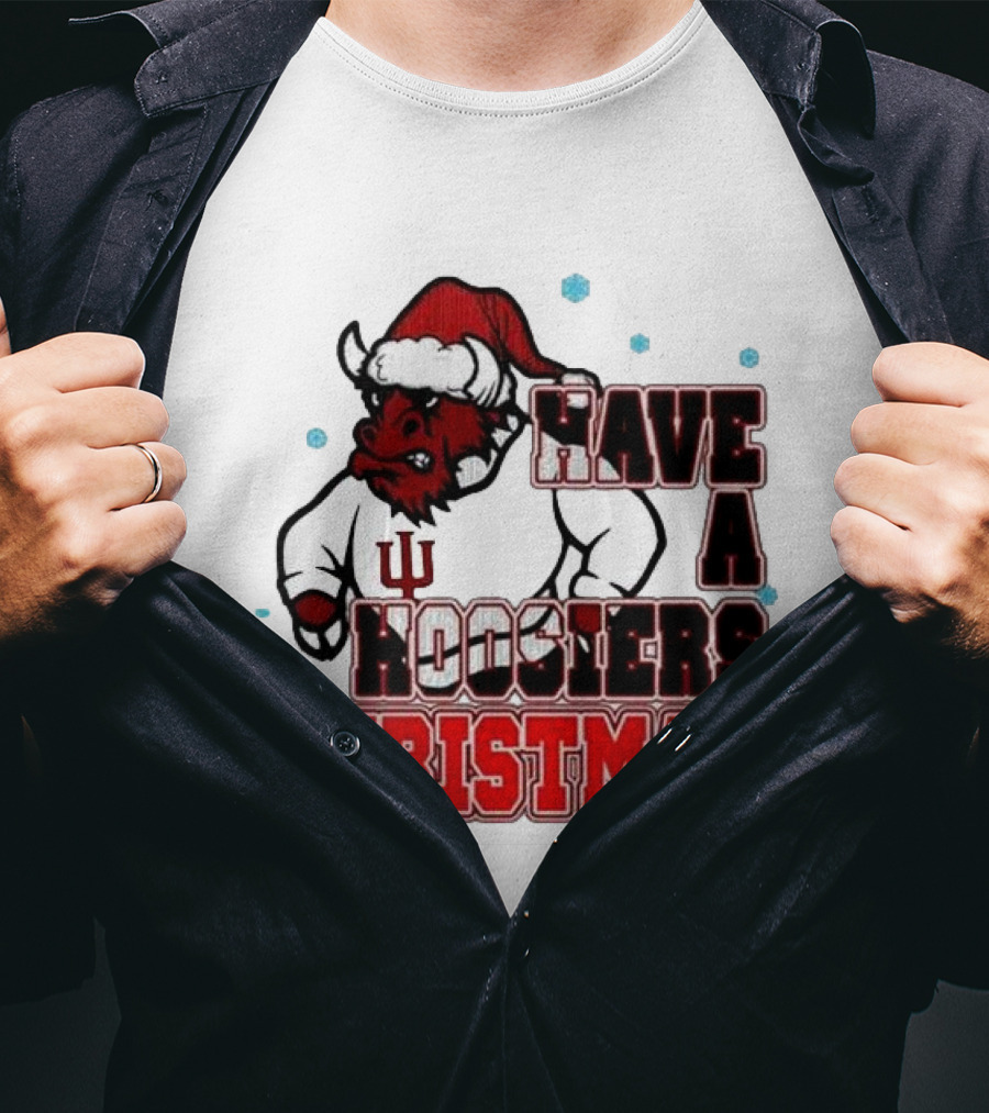 Have A Hoosiers Christmas Indiana Hoosiers Santa Mascot T-Shirt