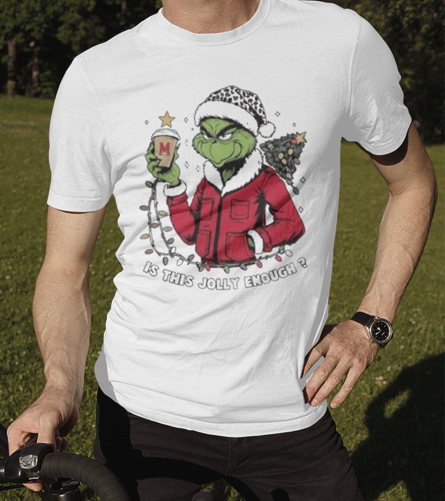 Maryland Terrapins Grinch Santa Is This Jolly Enough Merry Christmas T-Shirt