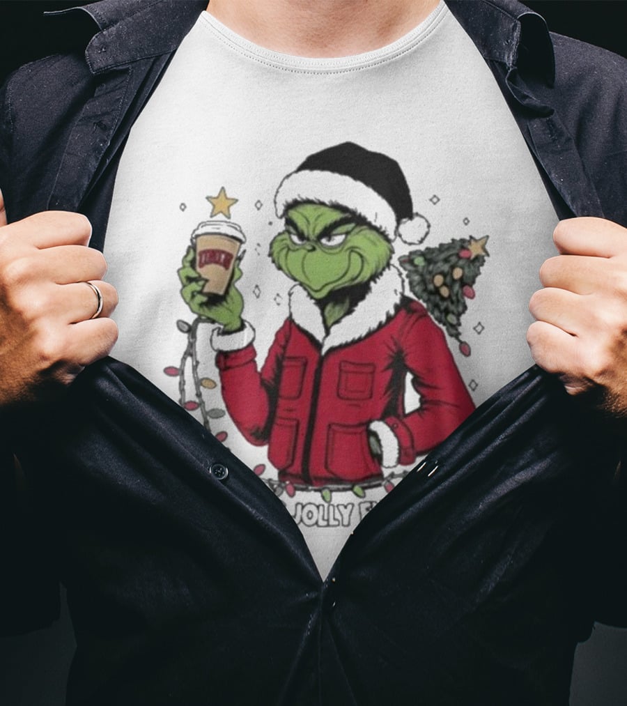 UNLV Rebels Grinch Is This Jolly Enough Merry Christmas Coffee Lights Tree T-Shirt