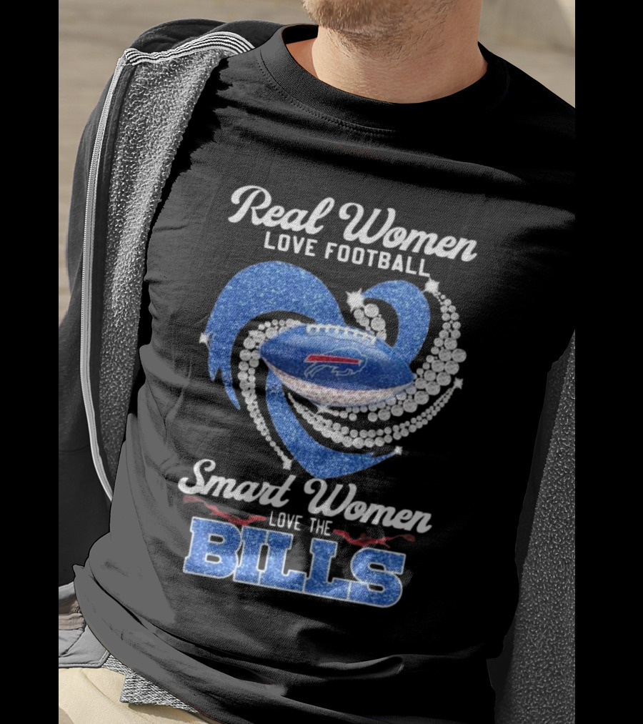 Real Women Love Football Smart Women Love The Bills Diamond Heart Buffalo Bills T-Shirt