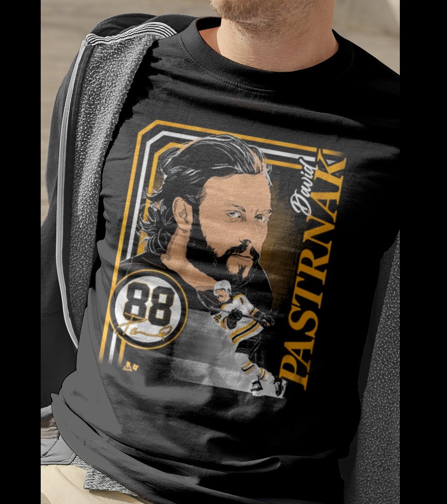 David Pastrnak 88 Hockey Illustration Collage T-Shirt