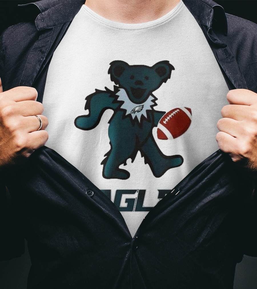 Eagles Football Bear With Grateful Dead Influence T-Shirt