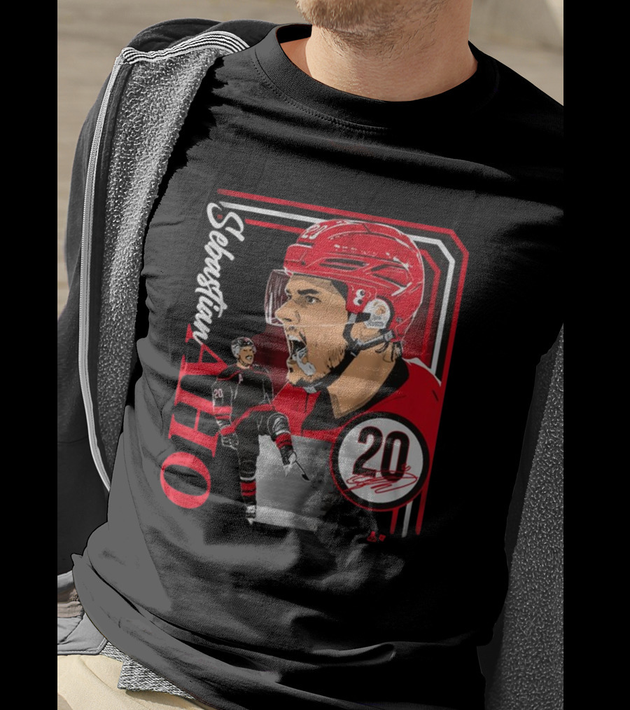 Sebastian Aho Number 20 Hockey Collage Frame T-Shirt