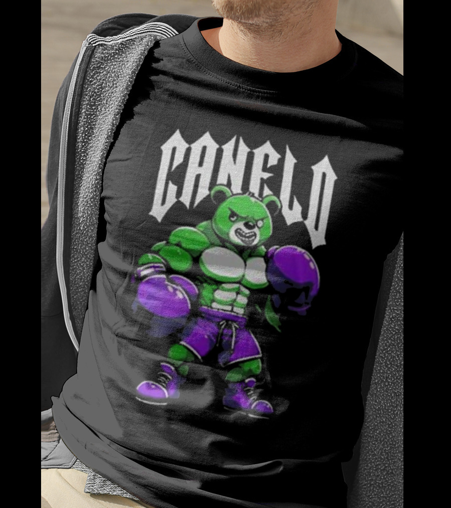 Canelo Boxing Bear In Green And Purple Gear T-Shirt