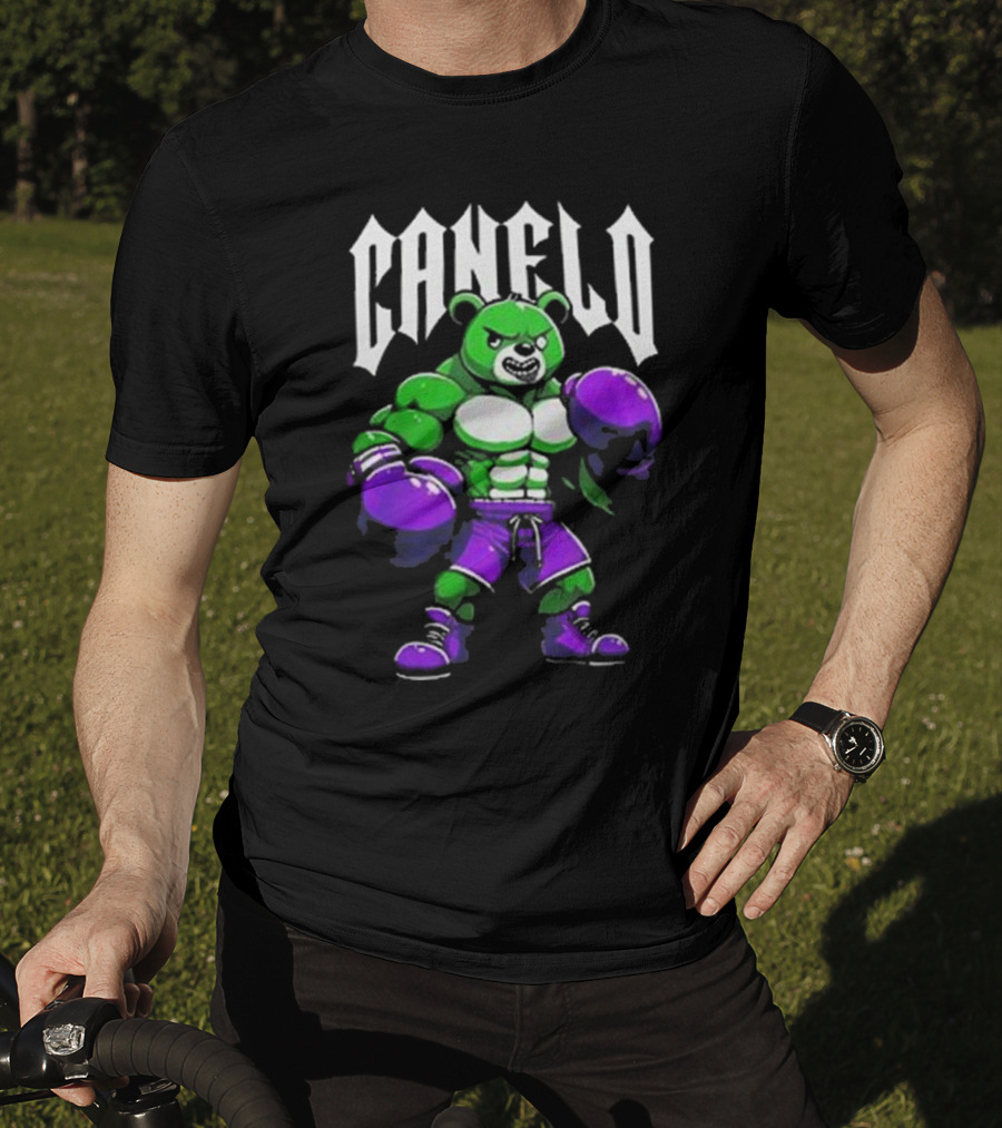 Canelo Boxing Bear In Green And Purple Gear T-Shirt