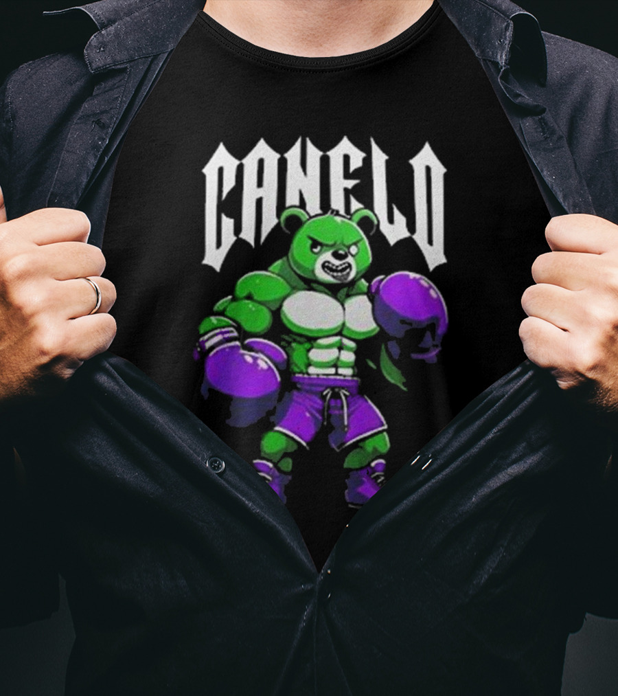Canelo Boxing Bear In Green And Purple Gear T-Shirt