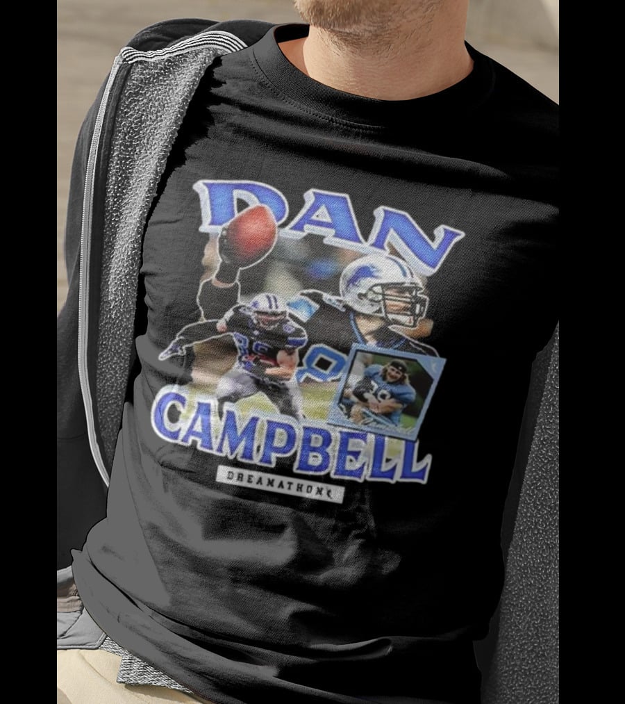 Dan Campbell Dreamathon Football Player Action Collage T-Shirt