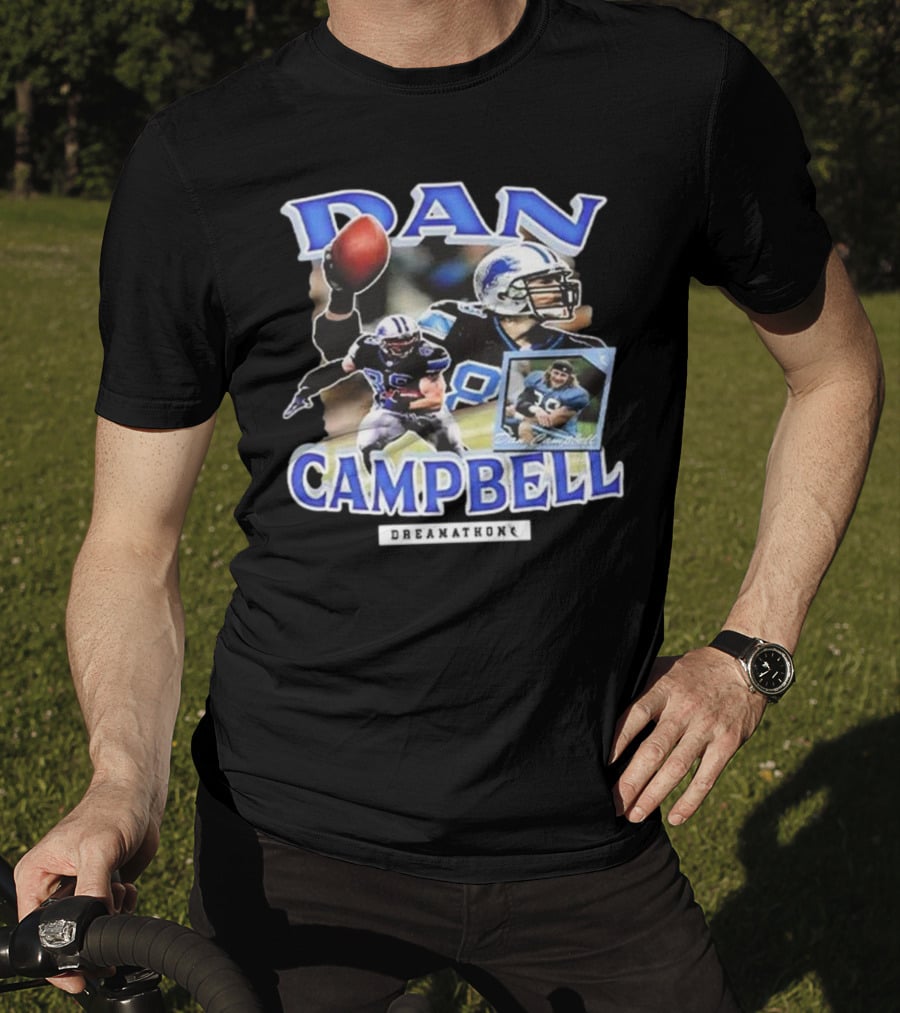 Dan Campbell Dreamathon Football Player Action Collage T-Shirt