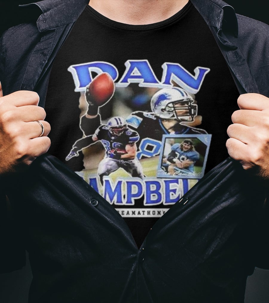 Dan Campbell Dreamathon Football Player Action Collage T-Shirt