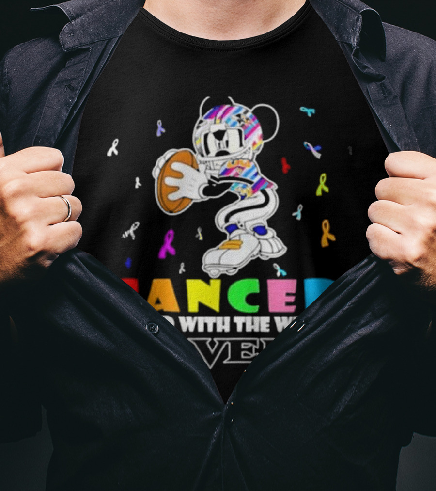 Cancer Messed With The Wrong Ravens Mickey Football Player T-Shirt