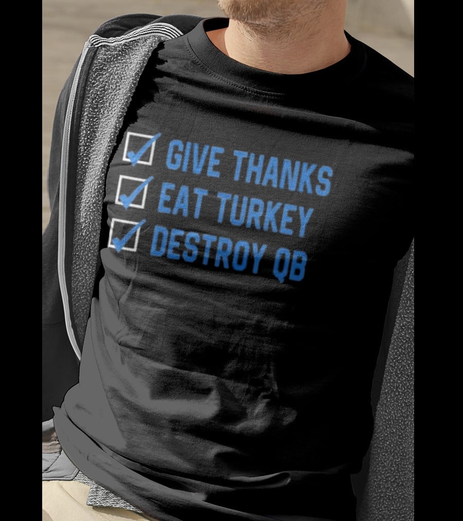 Mama DJ Reader Checklist Give Thanks Eat Turkey Destroy QB T-Shirt