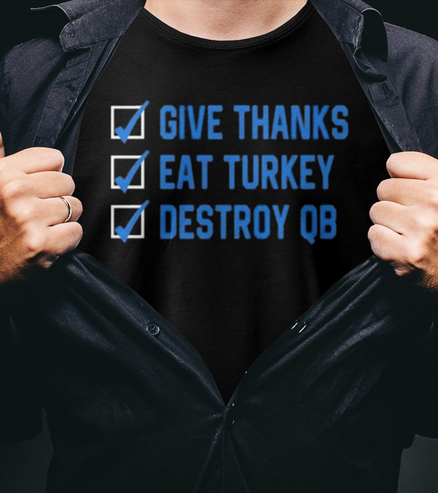Mama DJ Reader Checklist Give Thanks Eat Turkey Destroy QB T-Shirt