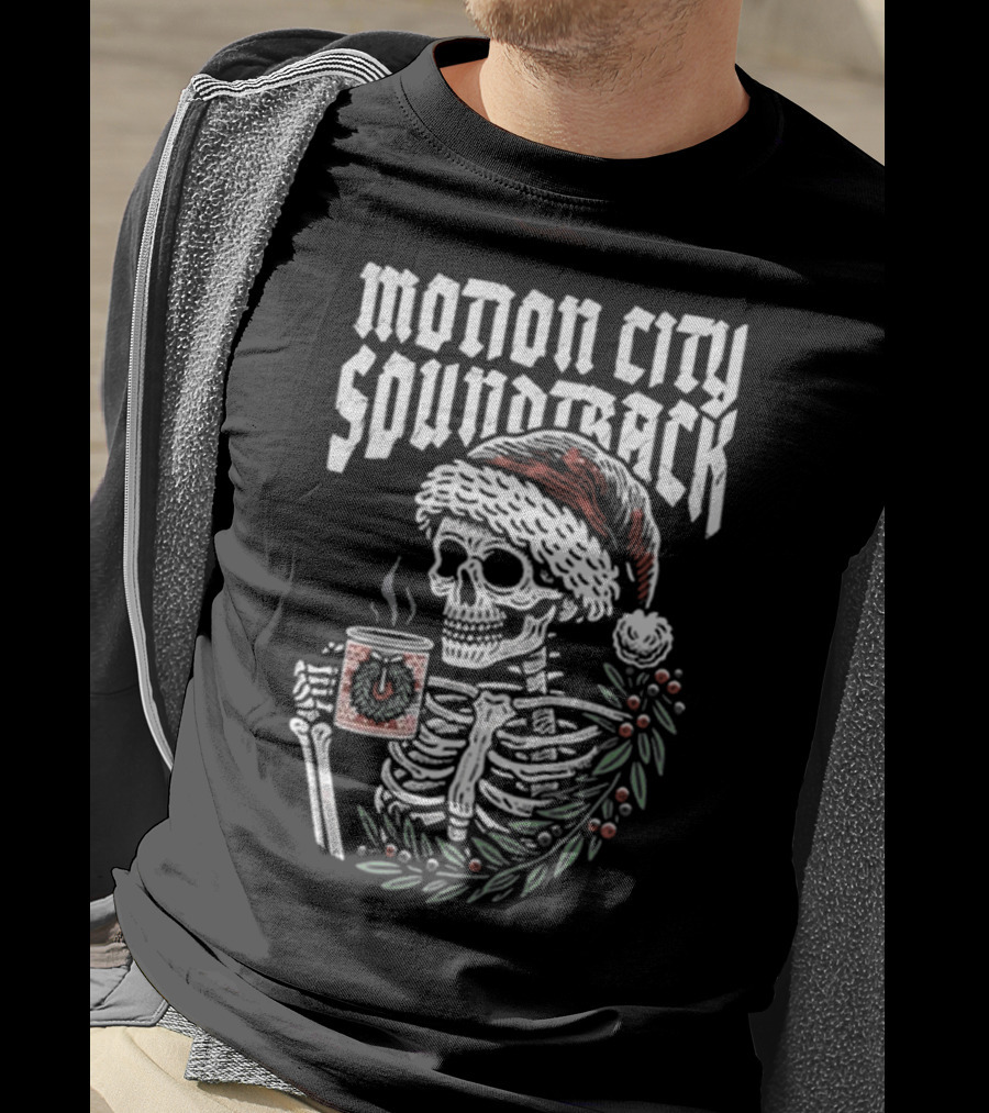 Motion City Soundtrack Skeleton Santa Hat Hot Cocoa Christmas T-Shirt