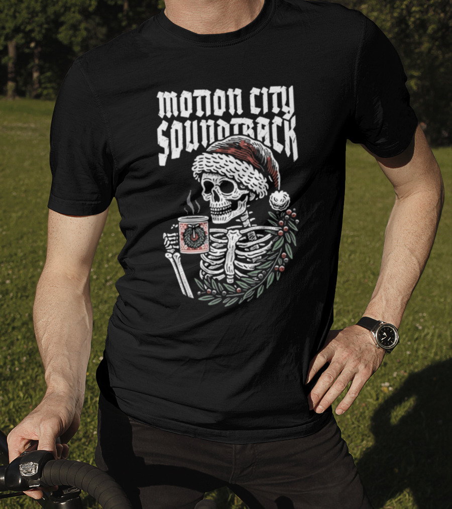 Motion City Soundtrack Skeleton Santa Hat Hot Cocoa Christmas T-Shirt