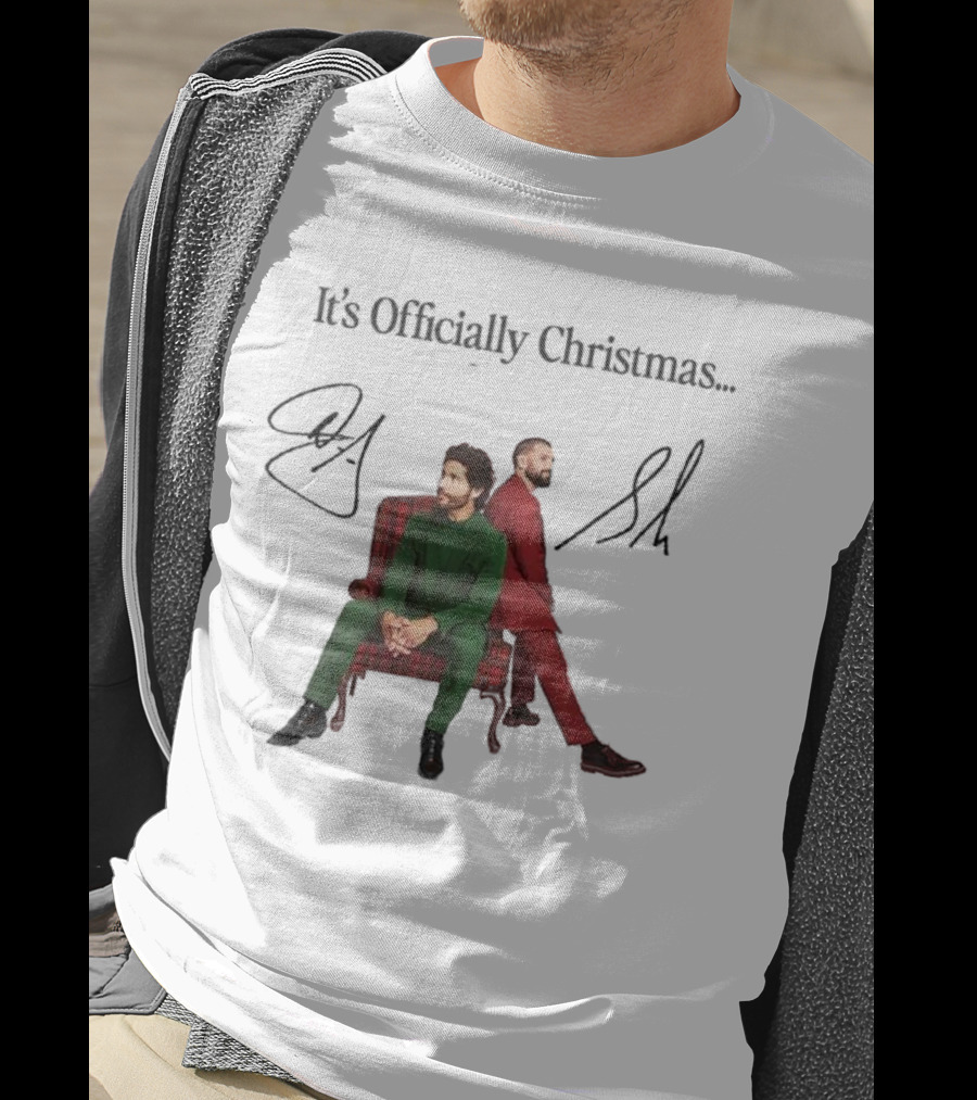 Dan And Shay It's Officially Christmas Signatures Plaid Chair Suits T-Shirt