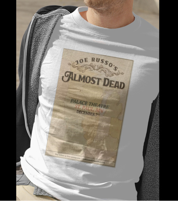 Joe Russo's Almost Dead December 7th 2024 Palace Theatre St. Paul MN Tour Poster With Vintage Map T-Shirt