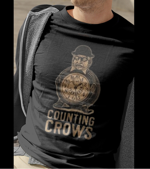 Counting Crows 2024 Tour Clock Figure Icon With Bowler Hat T-Shirt