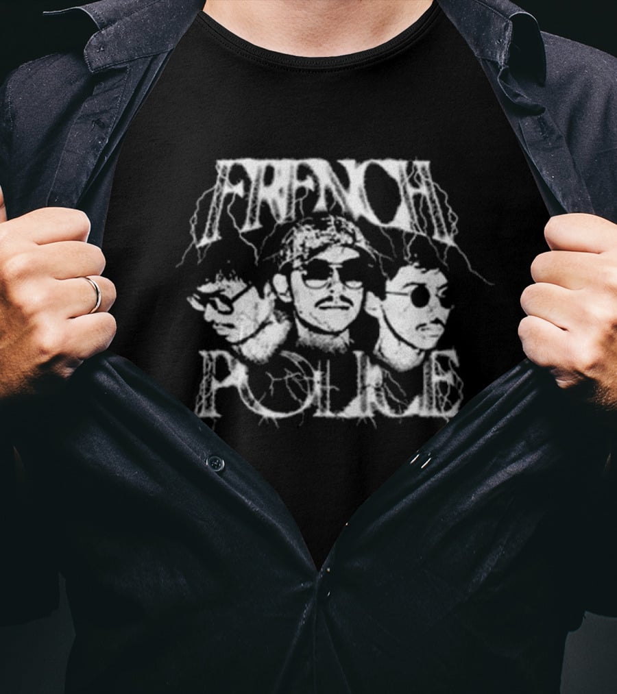 French Police 90s Style Band Photo T-Shirt