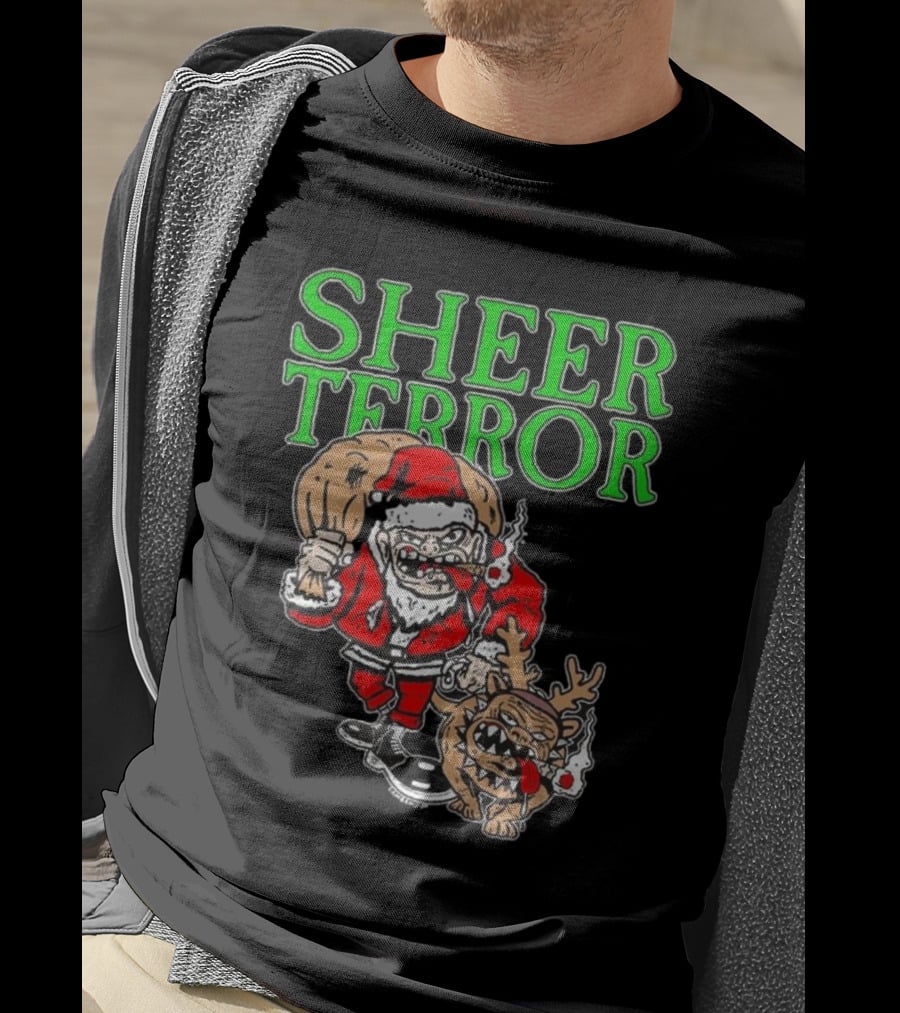 Screw Yule Sheer Terror Santa With Angry Reindeer T-Shirt