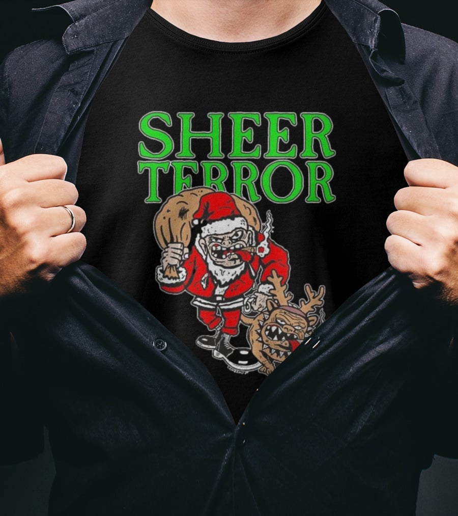 Screw Yule Sheer Terror Santa With Angry Reindeer T-Shirt