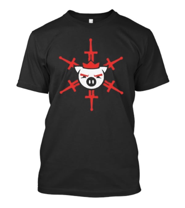 Technoblade Swordflake Pig Crown With Red Crossed Swords T-Shirt