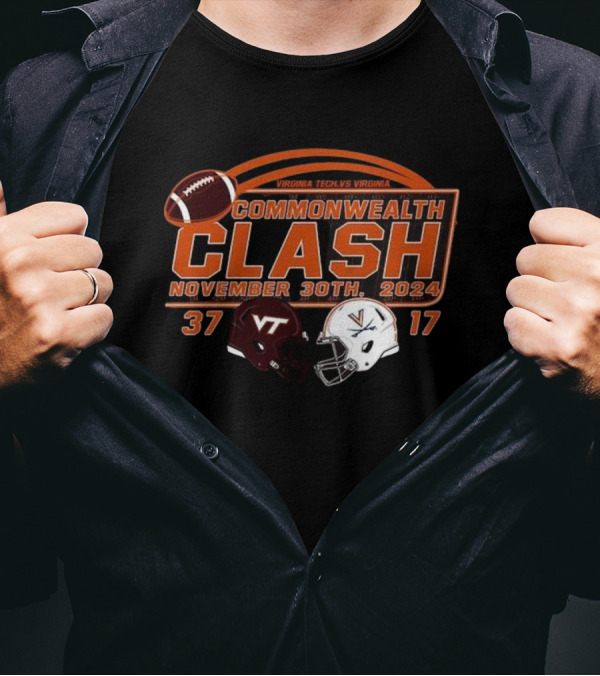 Virginia Tech Hokies Vs Virginia Cavaliers Commonwealth Clash November 30th 2024 Score 37 17 T-Shirt