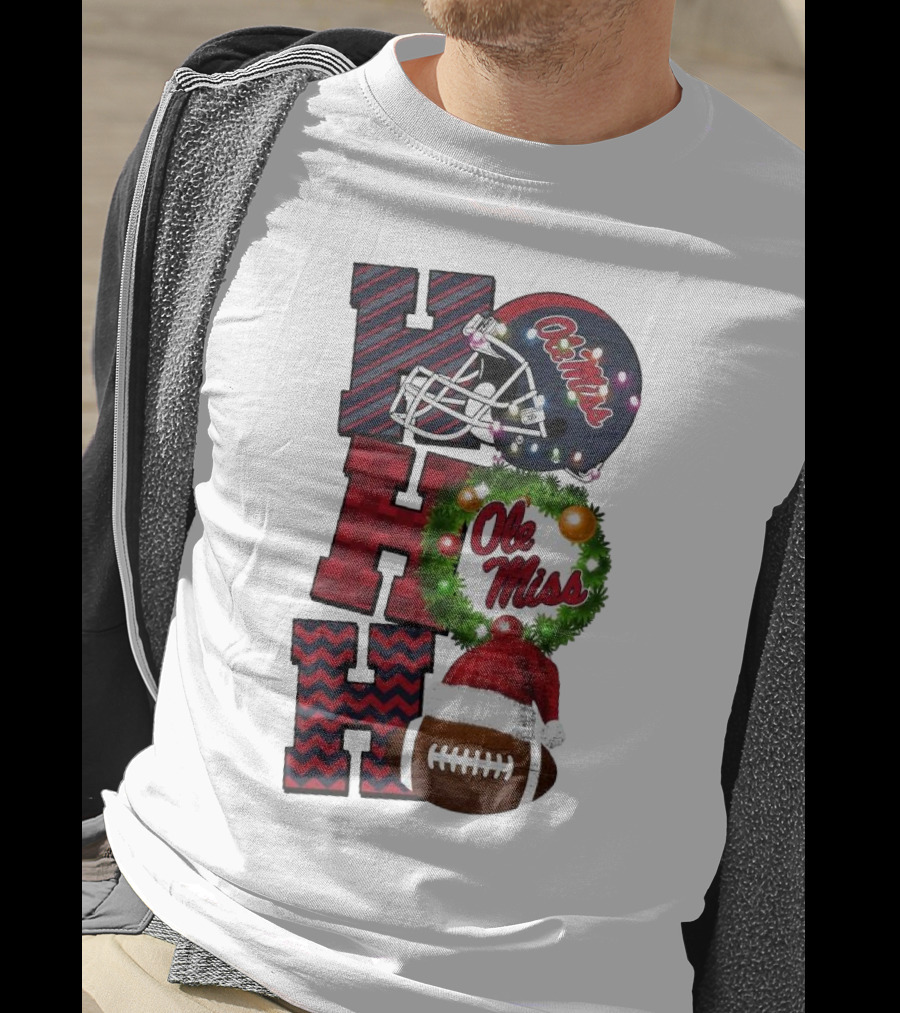Ole Miss Rebels Ho Ho Ho Christmas Football Helmet Game Day T-Shirt