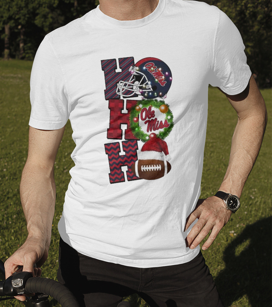 Ole Miss Rebels Ho Ho Ho Christmas Football Helmet Game Day T-Shirt
