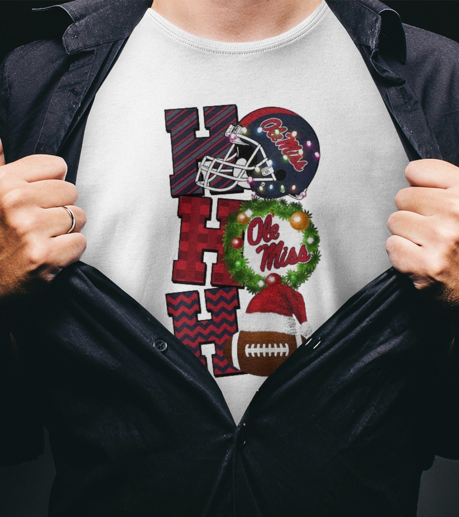Ole Miss Rebels Ho Ho Ho Christmas Football Helmet Game Day T-Shirt