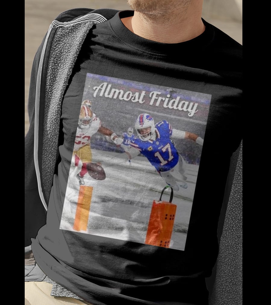 Almost Friday Josh Allen Diving Touchdown Snow Football T-Shirt