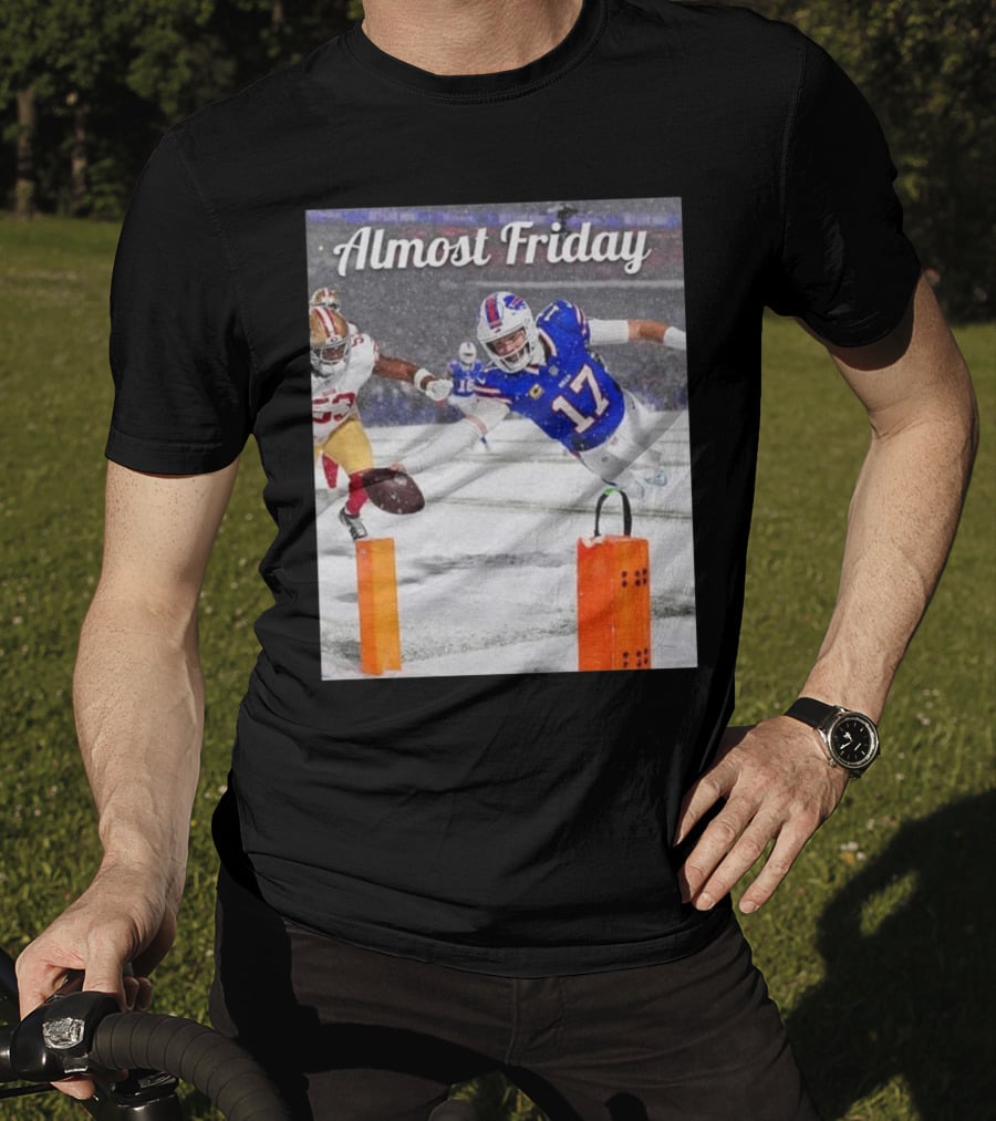 Almost Friday Josh Allen Diving Touchdown Snow Football T-Shirt