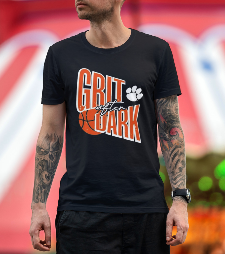 Clemson Grit After Dark Basketball and Paw Prints T-Shirt