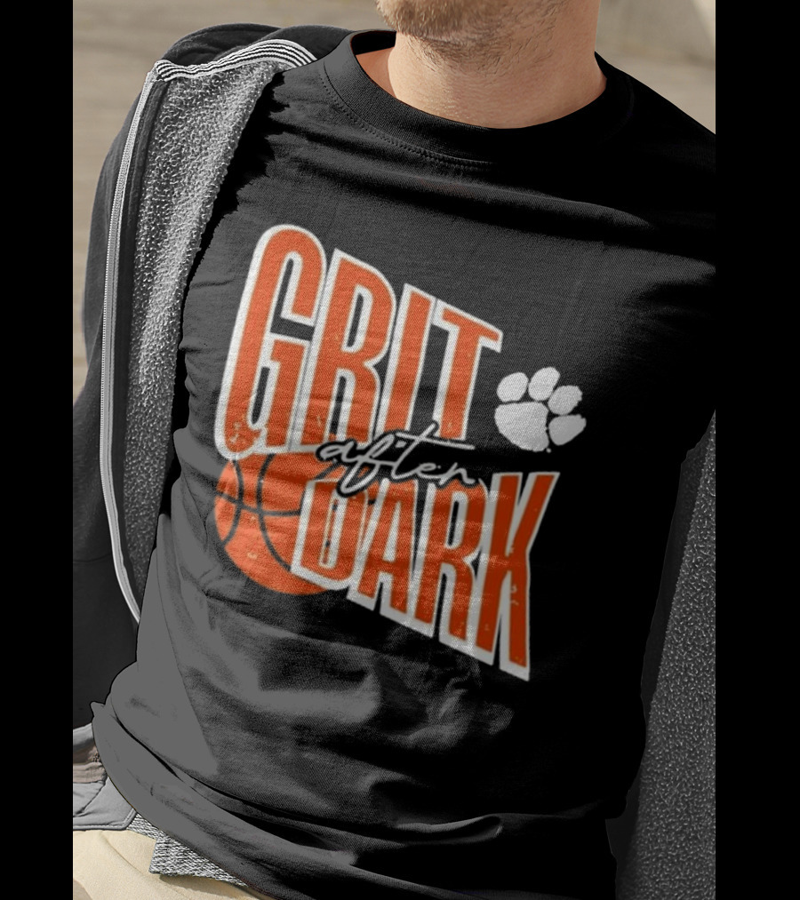 Clemson Grit After Dark Basketball And Paw Prints T-Shirt