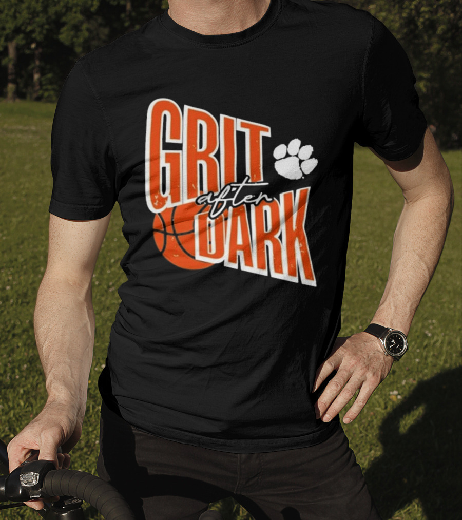 Clemson Grit After Dark Basketball And Paw Prints T-Shirt