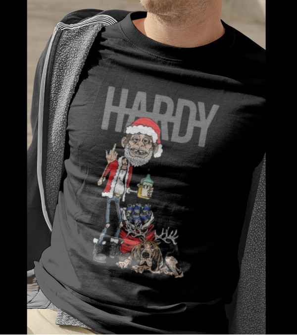Hardy Christmas Santa Jim Bob With KY Bottle And Dogs Holiday T-Shirt