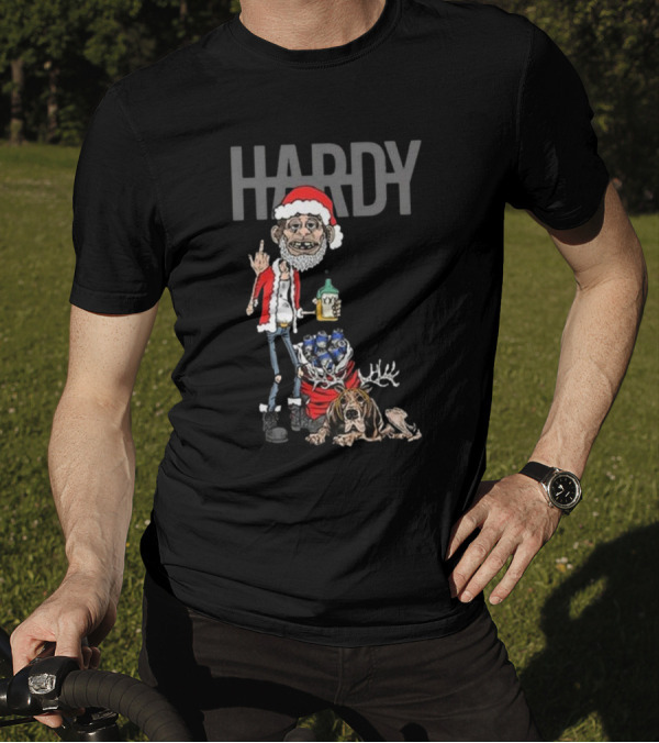 Hardy Christmas Santa Jim Bob With KY Bottle And Dogs Holiday T-Shirt