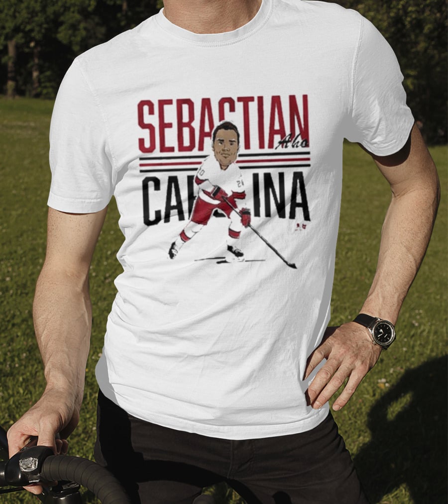 Sebastian Aho Carolina Ice Hockey Caricature T-Shirt
