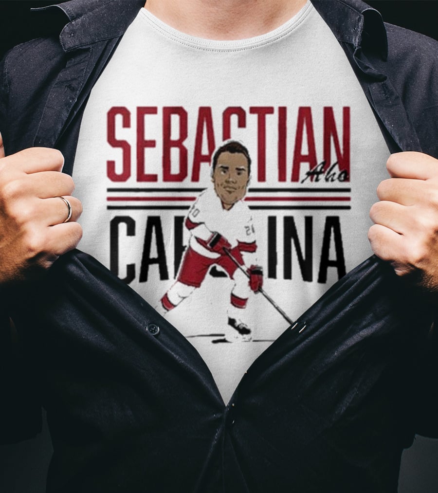 Sebastian Aho Carolina Ice Hockey Caricature T-Shirt