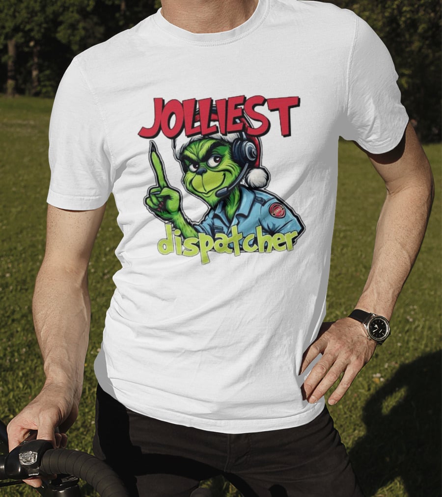 The Grinch Jolliest Dispatcher Christmas Holiday Fun T-Shirt