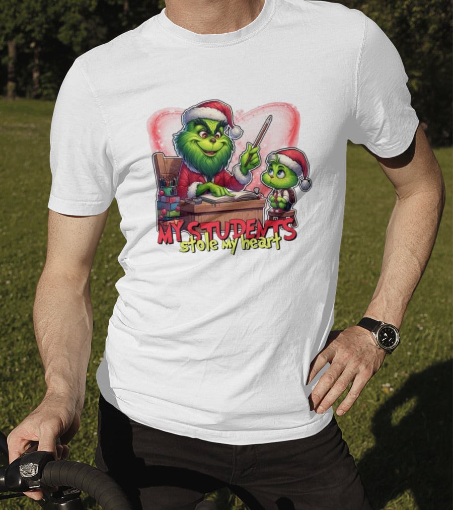 The Grinch My Students Stole My Heart Christmas Image T-Shirt