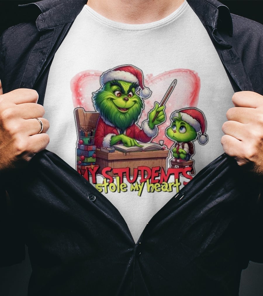 The Grinch My Students Stole My Heart Christmas Image T-Shirt