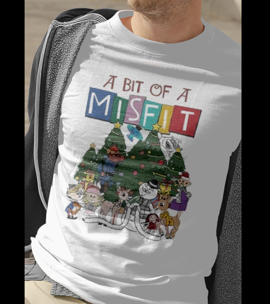 A Bit Of A Misfit Rudolph The Red Nosed Reindeer Christmas Characters With Trees T-Shirt
