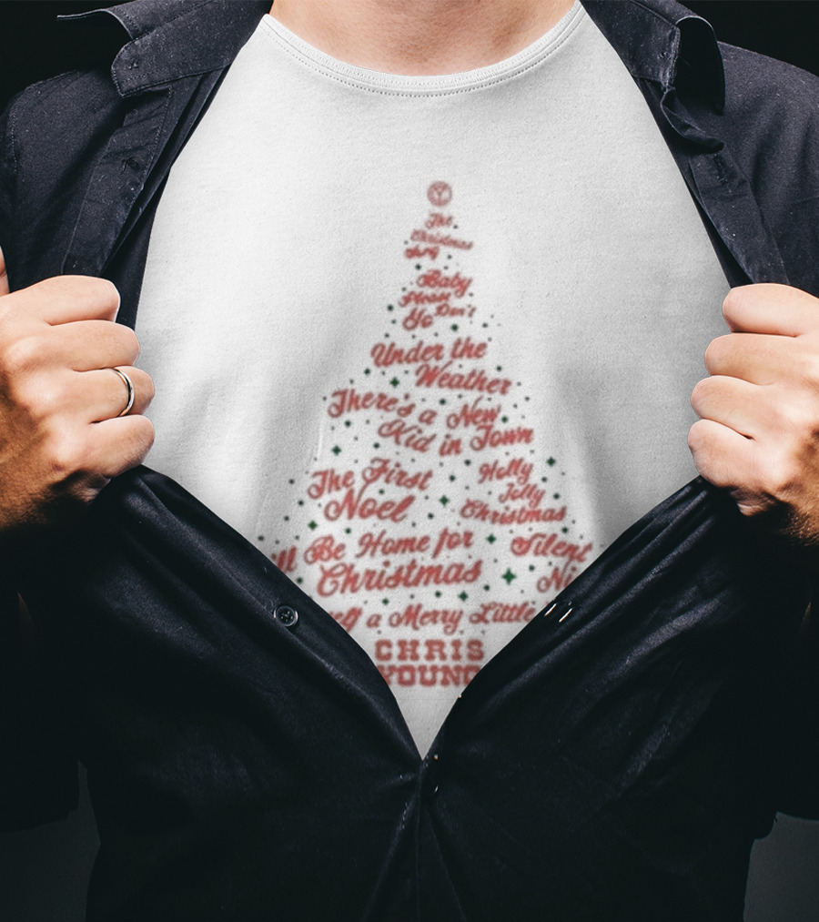 Chris Young Christmas Tree Songs Silent Night Holly Jolly Noel T-Shirt