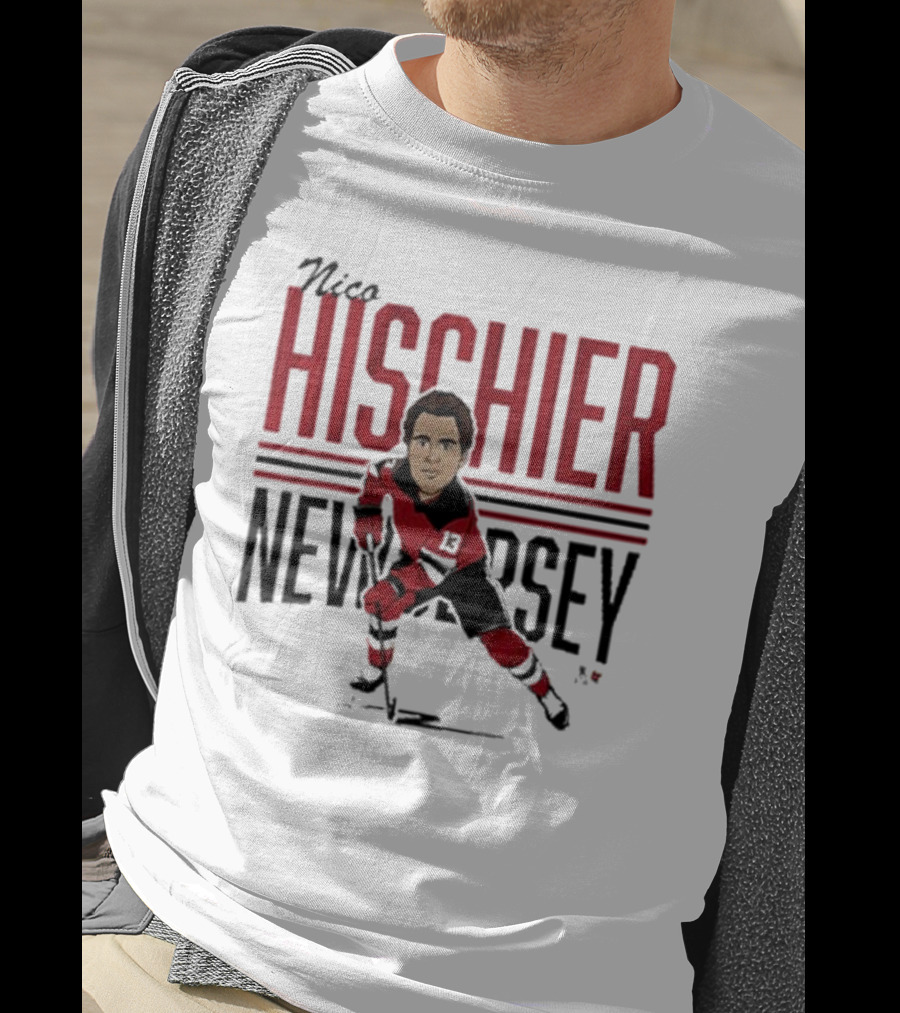 Nico Hischier New Jersey Center Ice Caricature T-Shirt