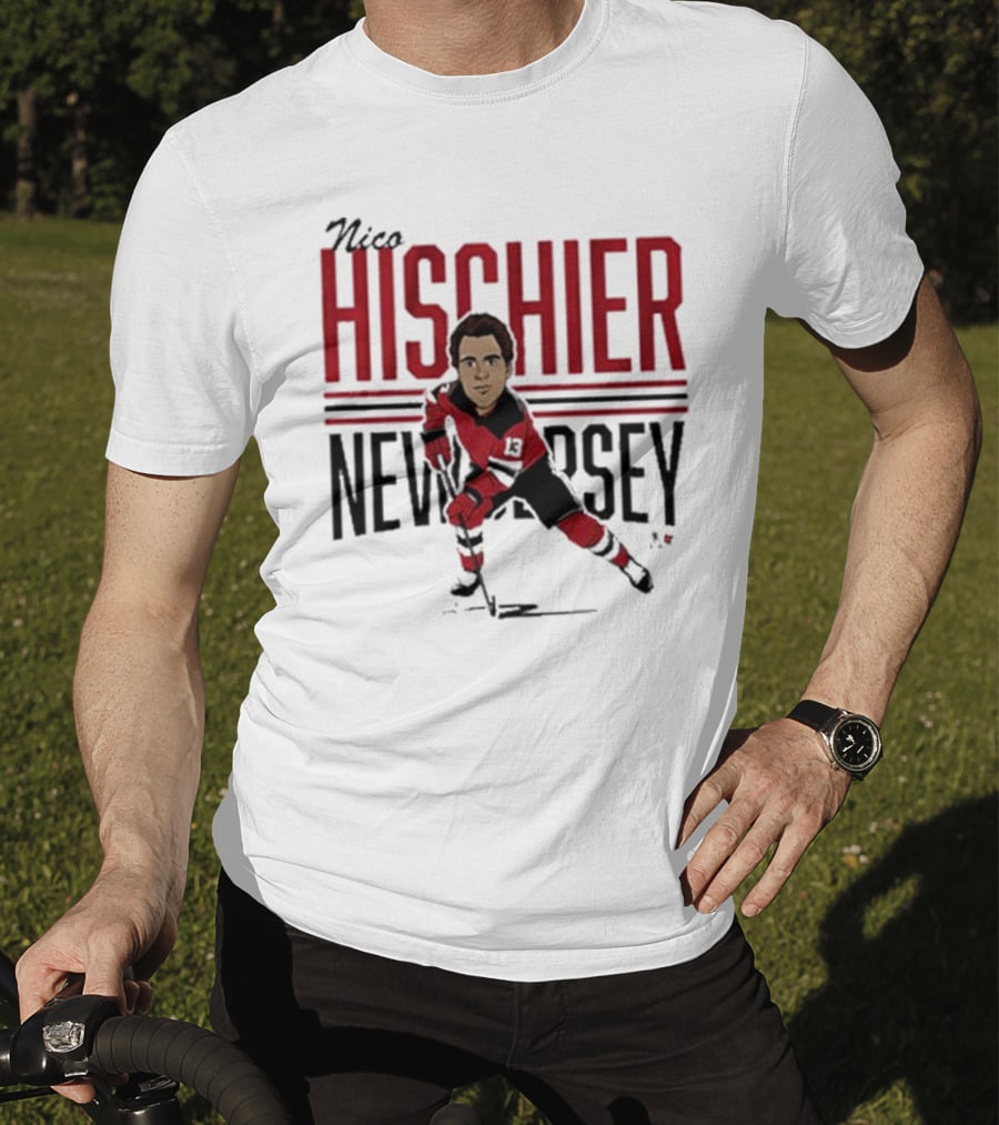 Nico Hischier New Jersey Center Ice Caricature T-Shirt