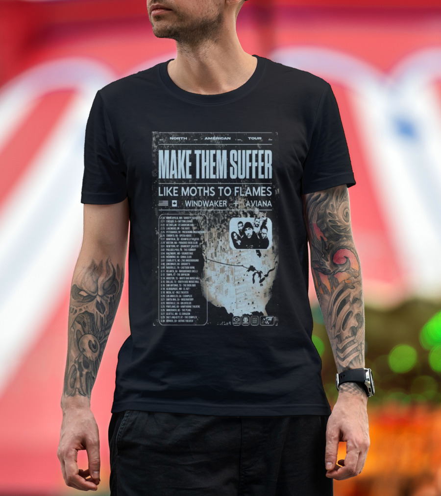 North American Tour 2025 Make Them Suffer Like Moths to Flames Windwaker Aviana T-Shirt