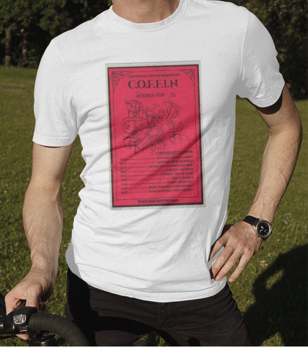 C.O.F.F.I.N Aotearoa Tour 2025 With Amyl And The Sniffers Tickets From Under The Radar T-Shirt