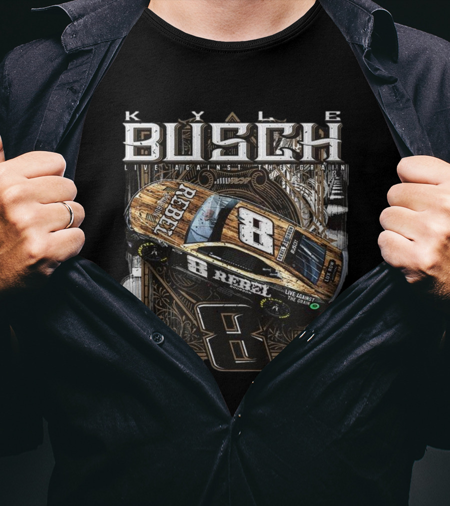 Kyle Busch Live Against The Grain Rebel Bourbon Lux Row Distillers 2025 T-Shirt
