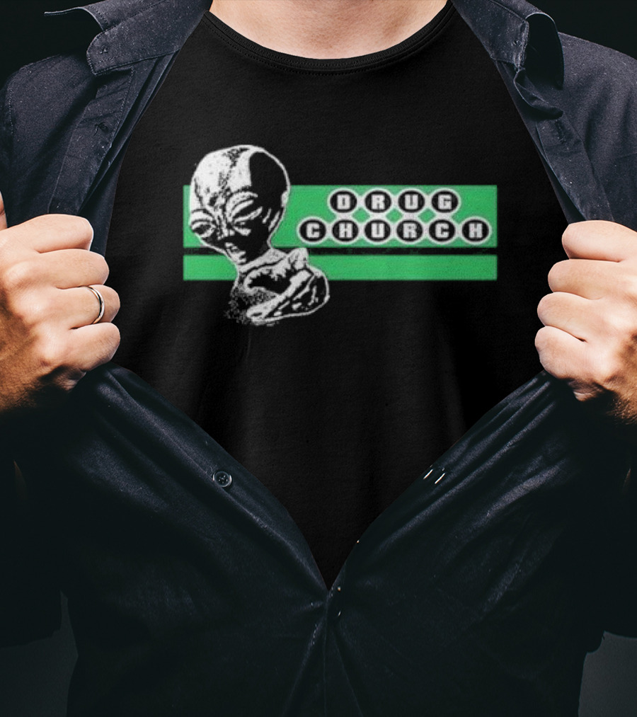 Drug Church Alien With Green Background T-Shirt