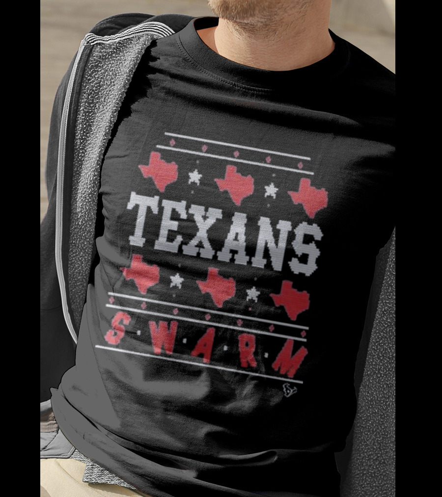 Texans Swarm Holiday Ugly Christmas Sweater Texas Map T-Shirt